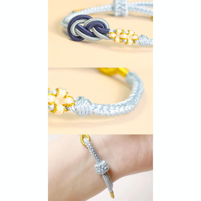 Bracelet de connexion porte-bonheur en forme de nœud de paix à huit fils fabriqué à la main par Buddha Stones