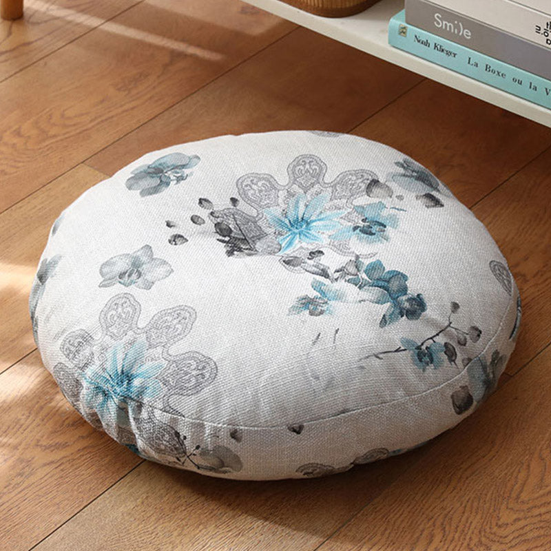 Coussin de siège de méditation en lin à motif simple Buddha Stones et lotus, décoration de salon pour la maison - Détachable - 40cm*10cm - AliceBlue - image 18
