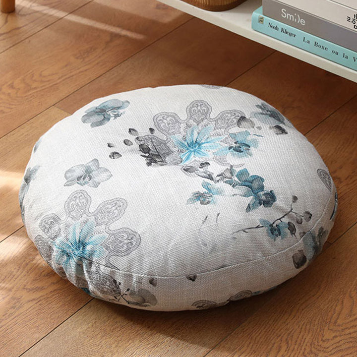 Coussin de siège de méditation en lin à motif simple Buddha Stones et lotus, décoration de salon pour la maison - Détachable - 40cm*10cm - AliceBlue - image 18