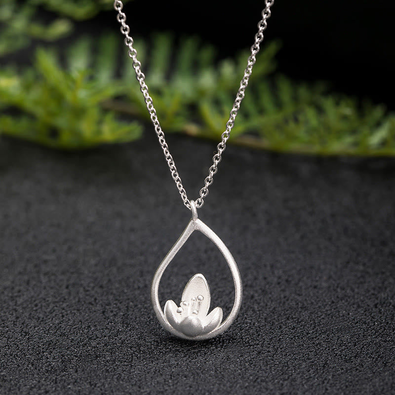 Collier pendentif fleur de lotus en argent sterling 925 Buddha Stones - LOTUS (Illumination ♥ Nouveau départ) - image 1