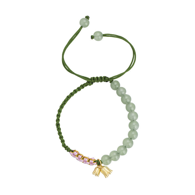 Bracelet tressé porte-bonheur en perles de jade faites à la main avec breloque Buddha Stones