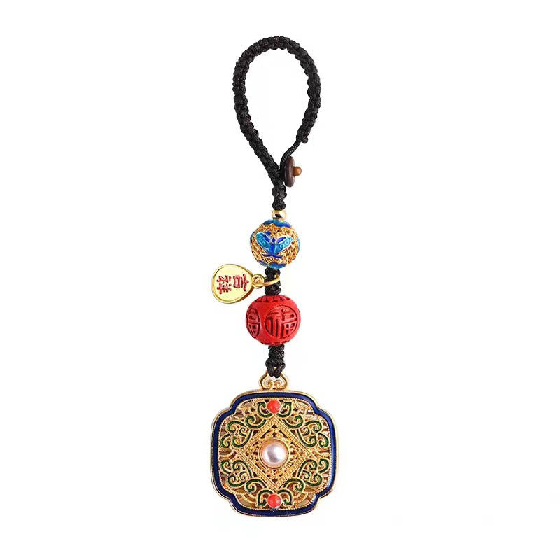 Porte-clés porte-bonheur Ruyi avec les Buddha Stones Fu