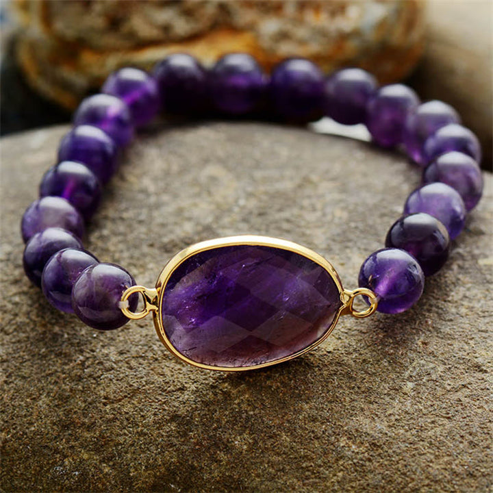Bracelet en cristal d'améthyste naturelle Buddha Stones à motif marquise