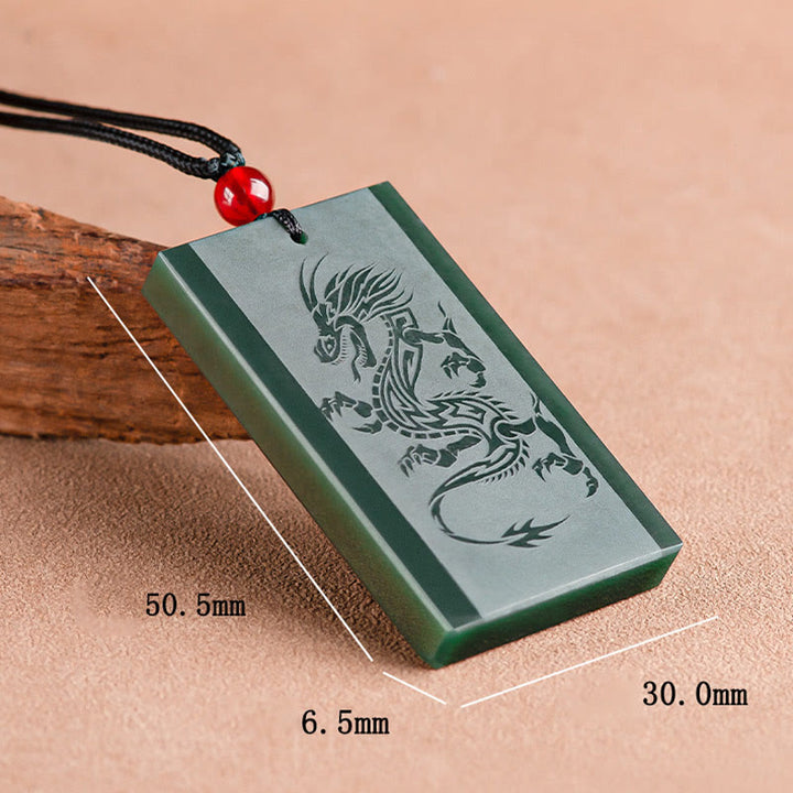 Collier pendentif gravé avec dragon en jade cyan Hetian Buddha Stones - image 9