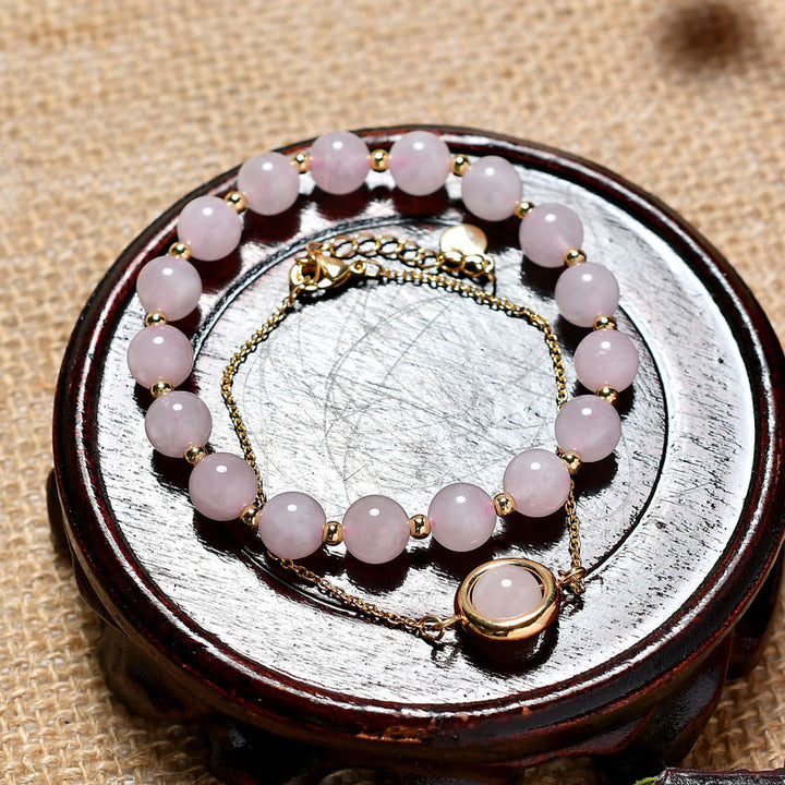 Bracelet positif en cristal de quartz fraise et pierre de soleil Buddha Stones