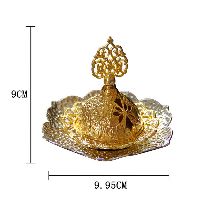Brûleur d'encens spirituel en alliage de métal mini sous-verre en feuille d'or