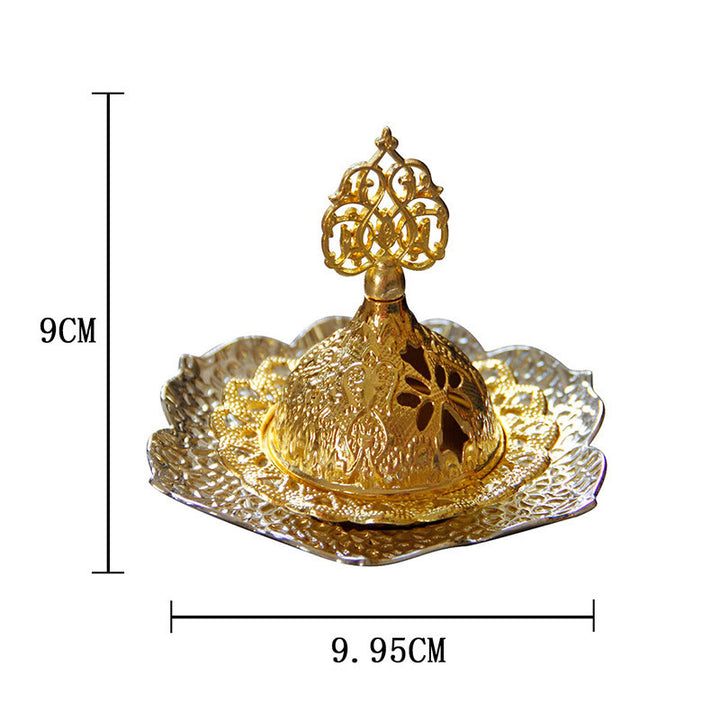 Brûleur d'encens spirituel en alliage de métal mini sous-verre en feuille d'or