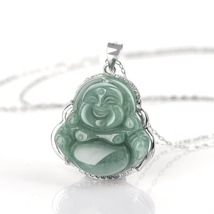 Buddha Stones en argent sterling 925 et jade Bouddha rieur - image 4