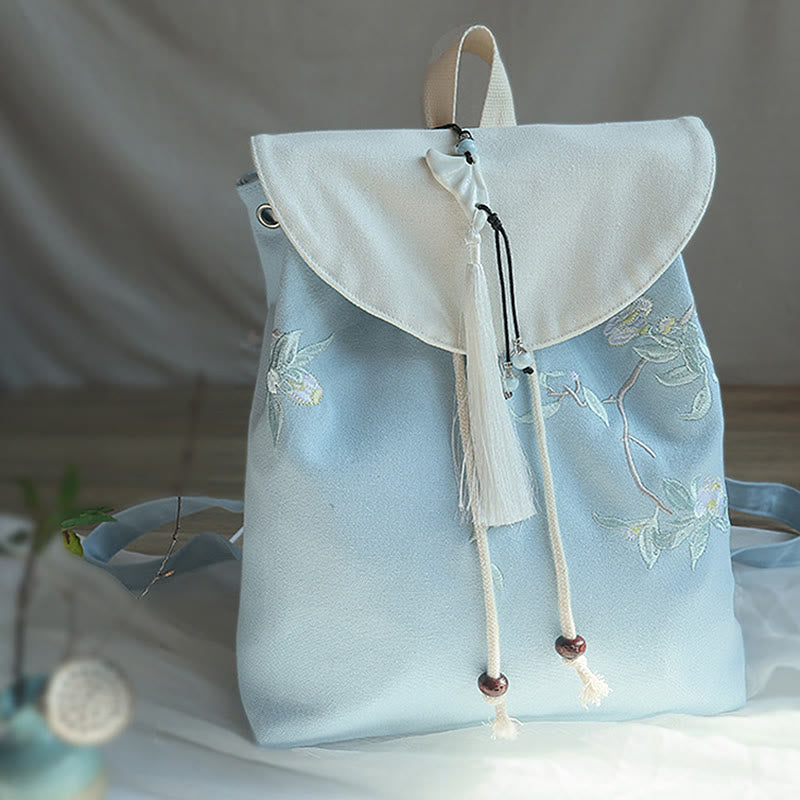 Sac à dos en toile de grande capacité brodé à la main avec Buddha Stones
