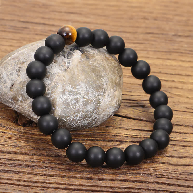 Buddha Stones en pierre givrée œil de tigre avec pendentif et équilibre