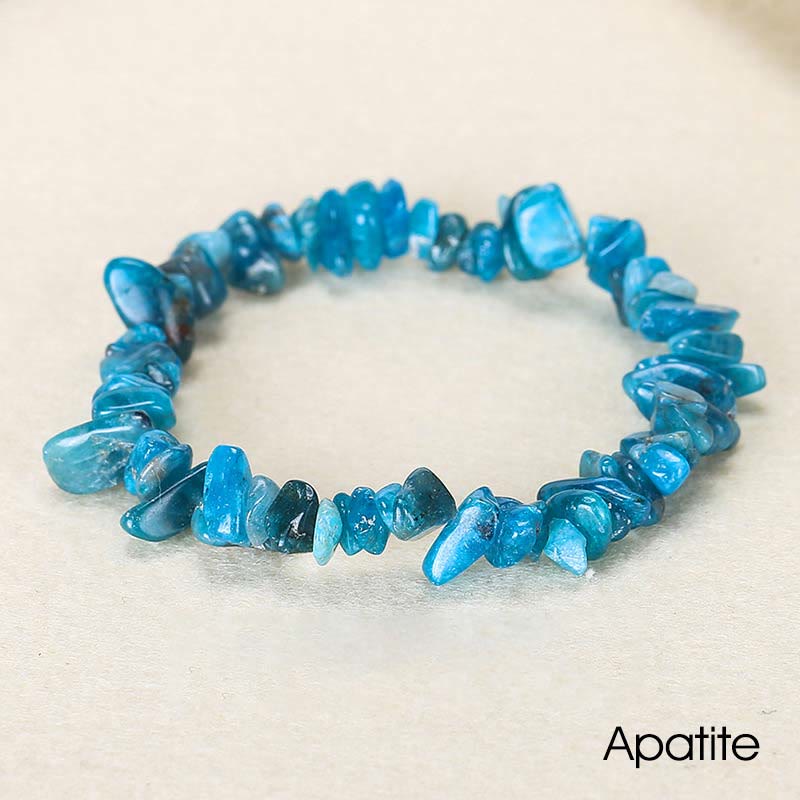 Bracelet apaisant et chaleureux en pierre de cristal de forme irrégulière naturelle - Apatite (Tour de poignet : 15-18 cm) - image 48