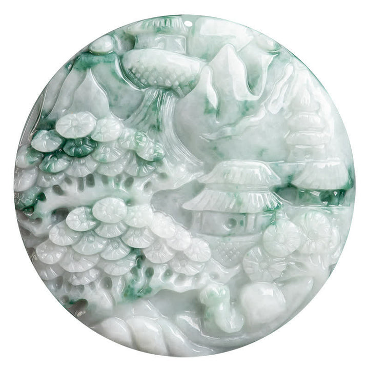 Collier en jade Buddha Stones et paysage de montagne