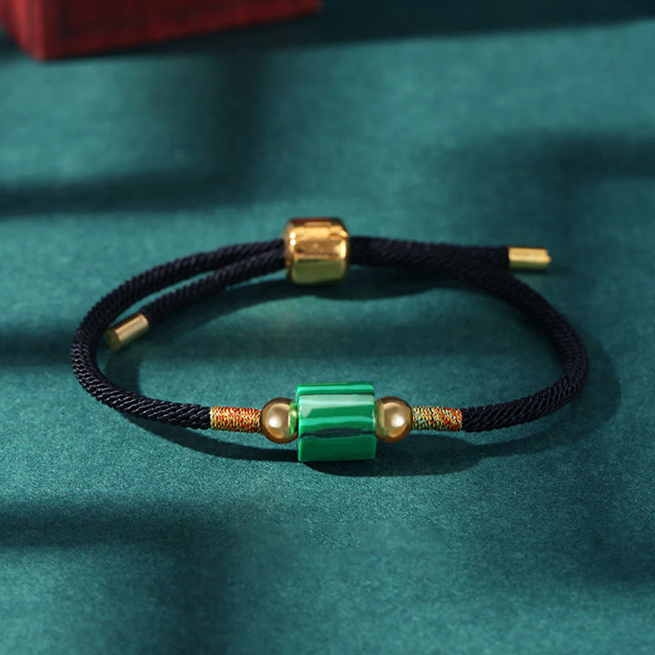 Bracelet en corde tressée fait main en Buddha Stones tibétaines, aventurine verte, pierre rouge, malachite, protection de la chance
