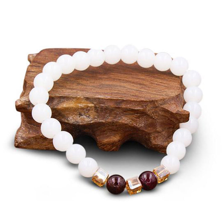 Bracelet de protection en jade blanc naturel Buddha Stones