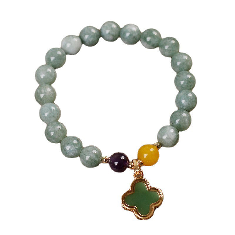 Bracelet porte-bonheur en jade et trèfle à quatre feuilles avec Buddha Stones