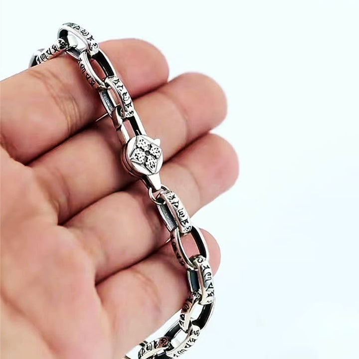 Bracelet de sagesse gravé en cuivre double Dorje Buddha Stones Om Mani Padme Hum