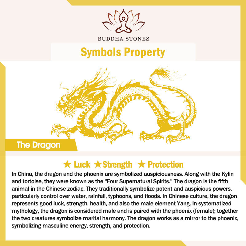 Bracelet Dragon Phénix Obsidienne Noire Purifiant l'Âme Buddha Stones