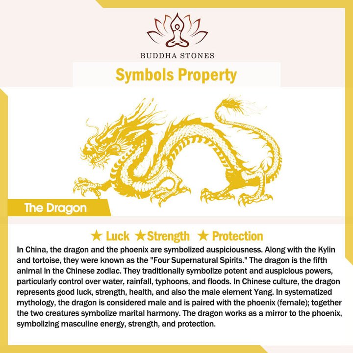 Bracelet Dragon Phénix Obsidienne Noire Purifiant l'Âme Buddha Stones