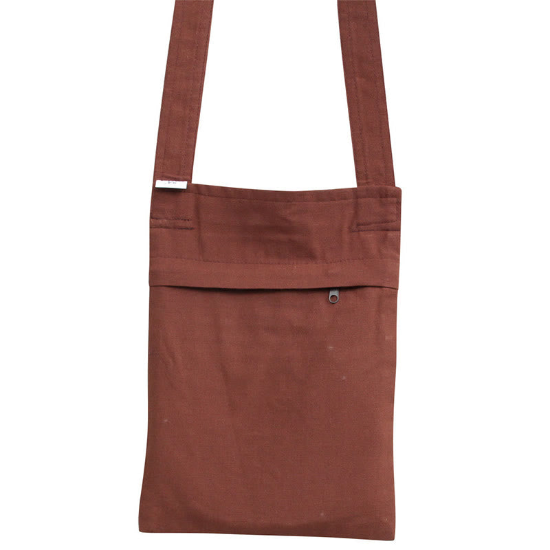 Sac à bandoulière en coton brodé Lotus pour pratique spirituelle