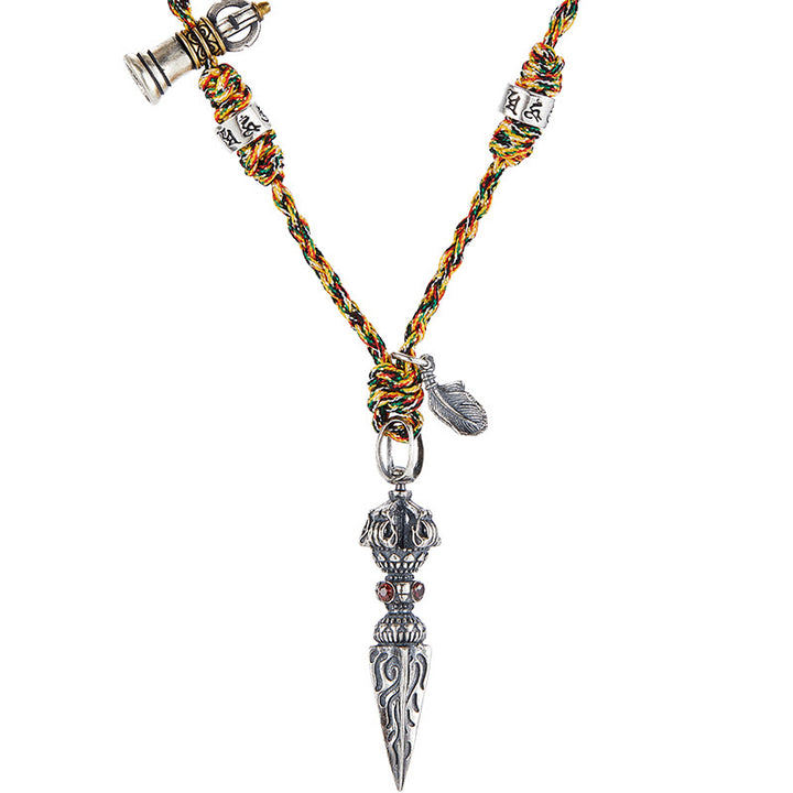 Collier pendentif en argent sterling 925 fait à la main avec Buddha Stones Dorje Vajra Om Mani Padme Hum Feather Strength - image 12