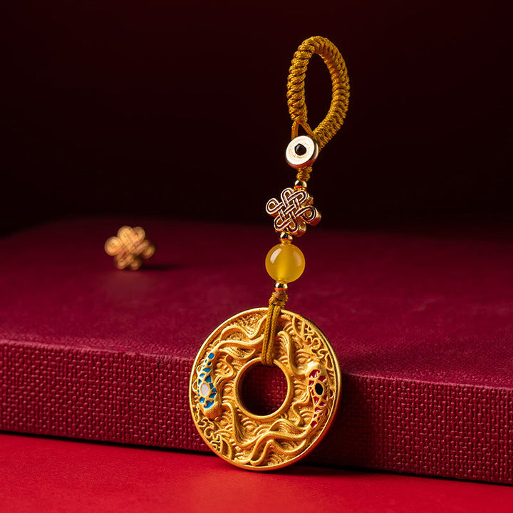 Porte-clés Buddha Stones Double Koi Fish Peace Buckle Wealth Luck