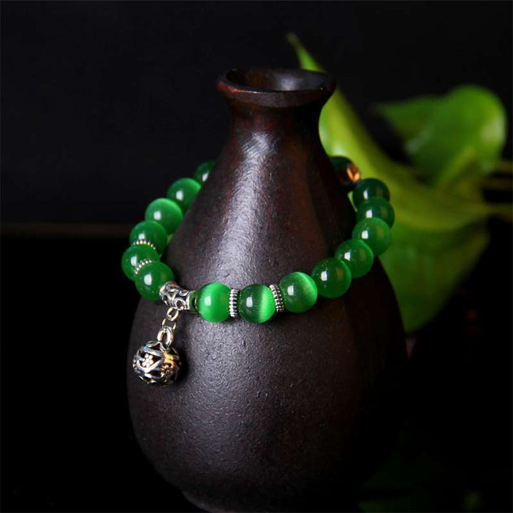 Bracelet porte-bonheur tibétain œil de chat Buddha Stones