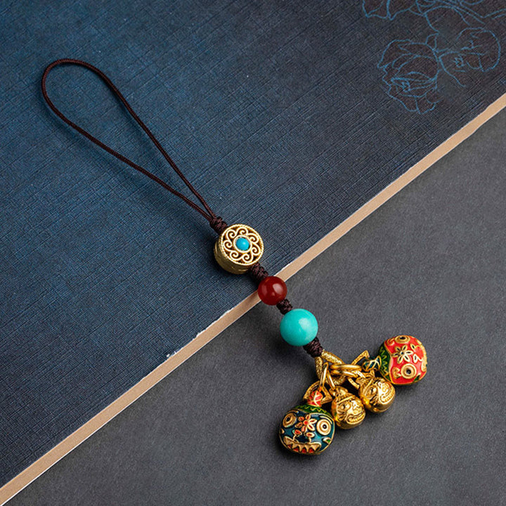 Porte-clés de voiture en forme de bête avaleuse dorée avec Buddha Stones , décoration à suspendre pour téléphone