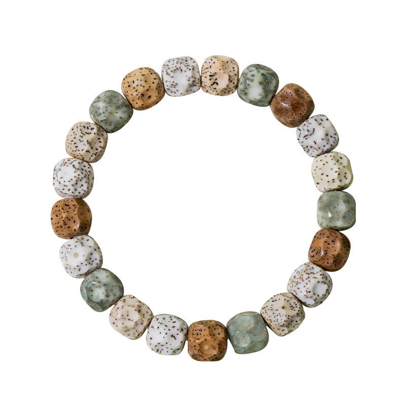 Bracelet de richesse et de bon augure en Buddha Stones naturelles et colorées