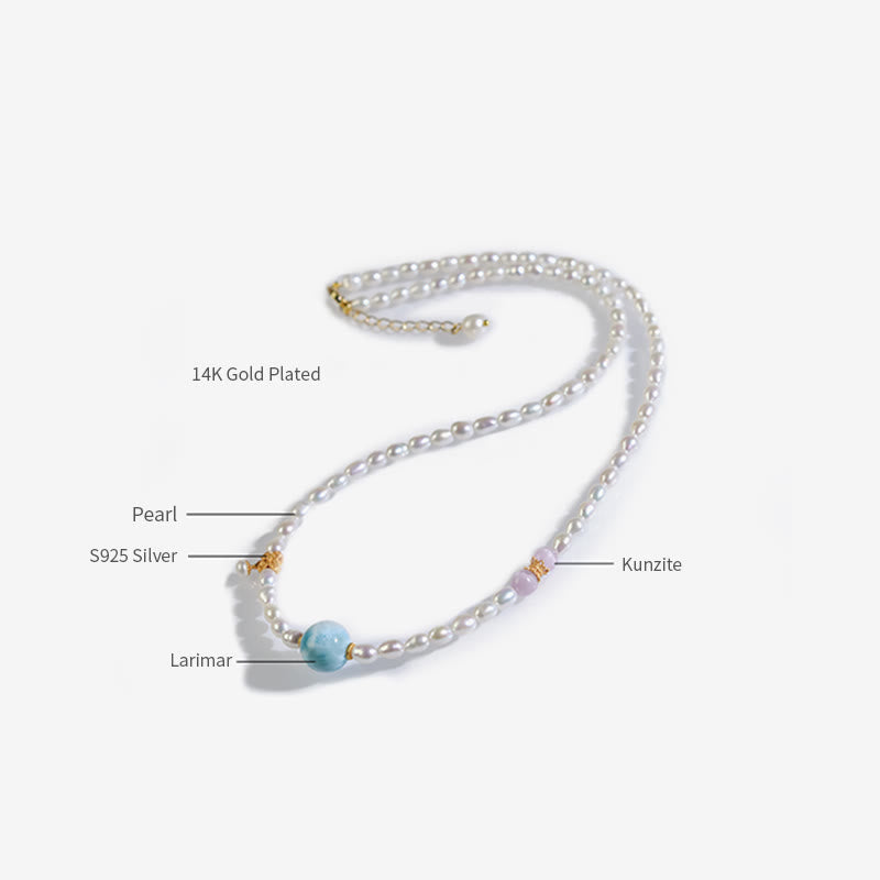 Collier Buddha Stones Argent Sterling 925 pendentif perle naturelle Larimar sincérité