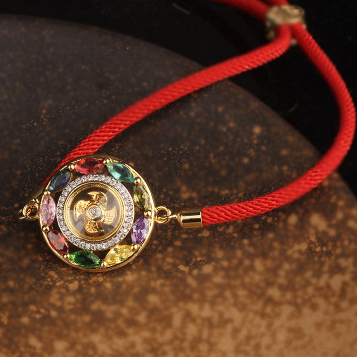 Collier pendentif en Buddha Stones colorées en cuivre et zircon pour la richesse et la chance