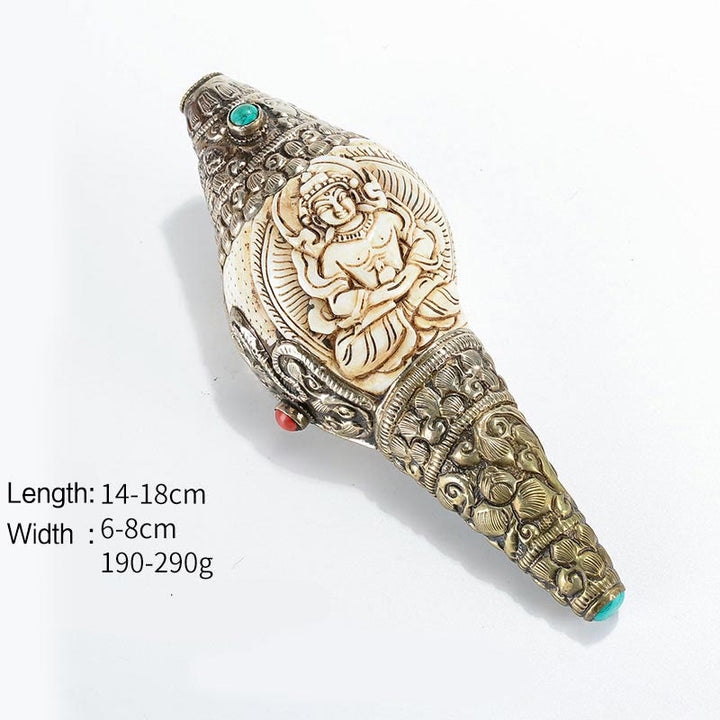Coquillage de Bouddha Shankha gravé à la main tibétain, décoration positive de richesse - Bouddha de la longévité - image 9