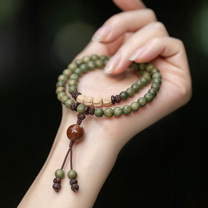 Bracelet de paix positive en bois de santal vert
