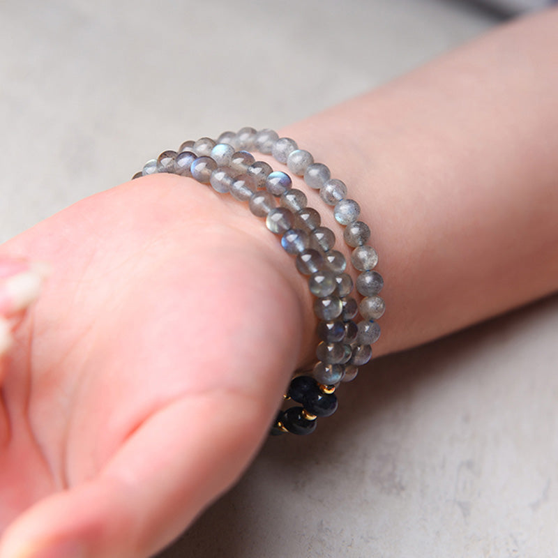 Bracelet apaisant et positif en Buddha Stones, pierre de lune, lazurite et lapis-lazuli - image 9