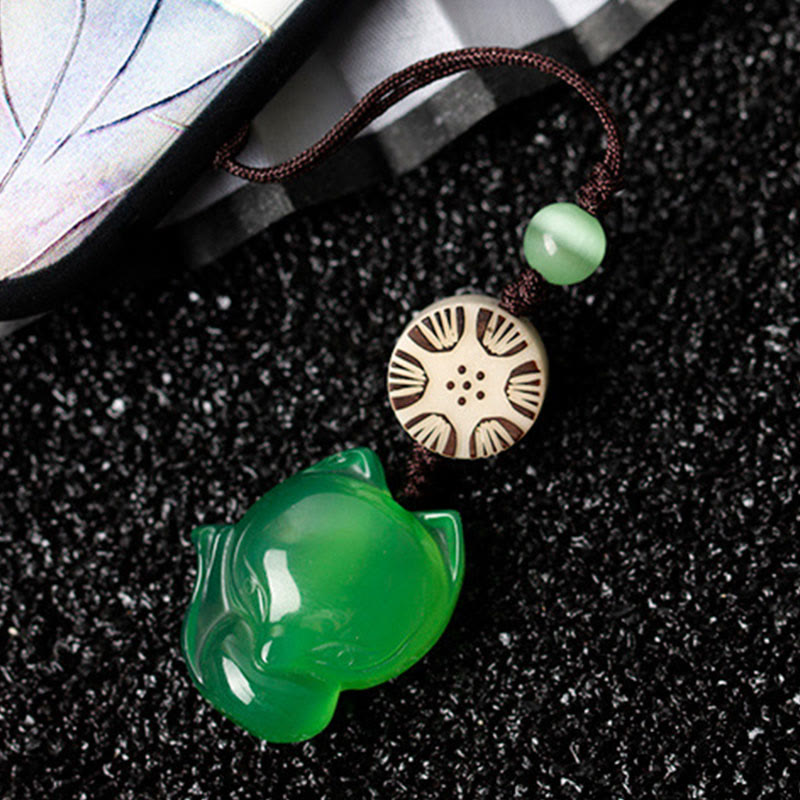 Décoration à suspendre pour téléphone en calcédoine naturelle Fox Harmony