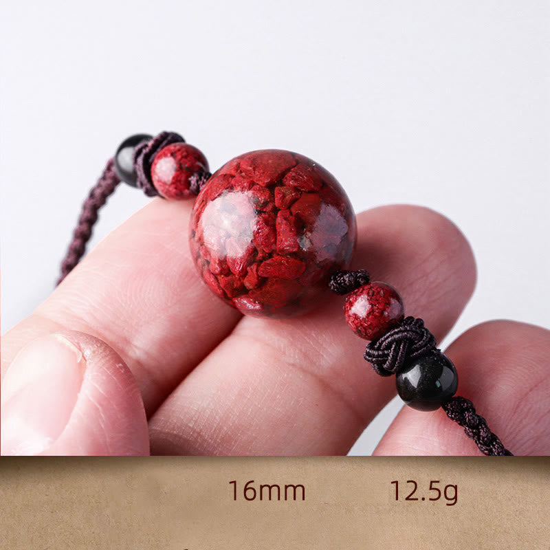 Collier pendentif de bénédiction en perles de pierres de cinabre naturelles de Buddha Stones