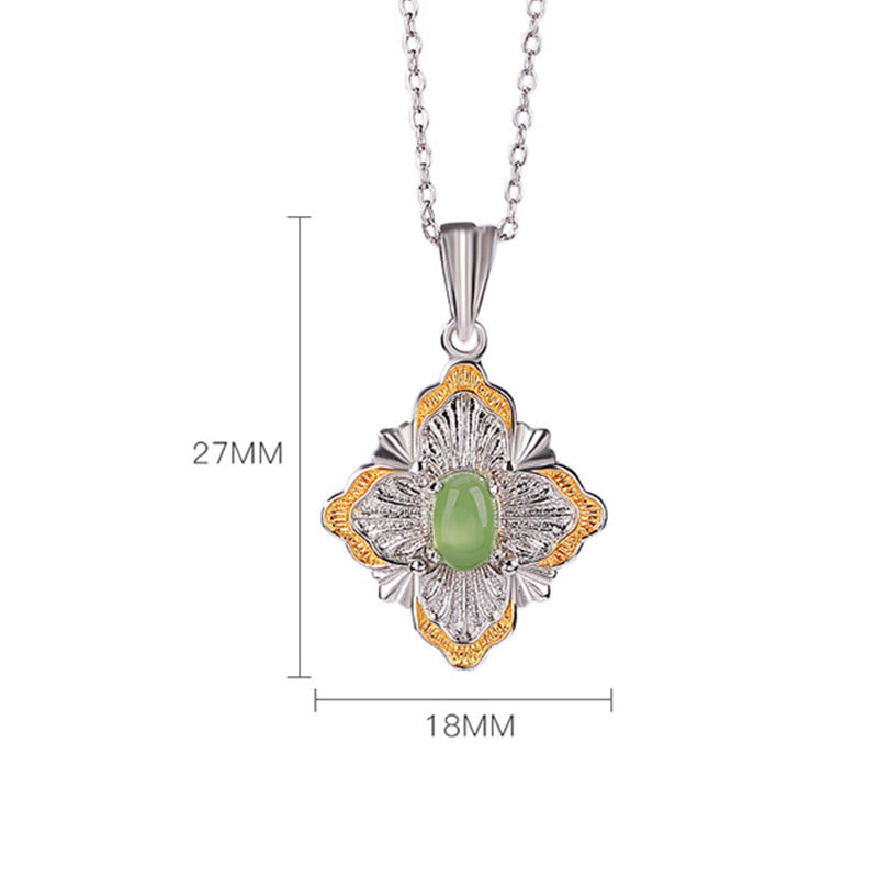 Collier pendentif porte-bonheur en jade cyan Hetian plaqué or 925 avec Buddha Stones