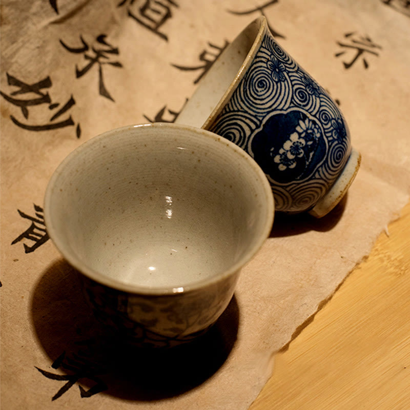 Buddha Stones Jingdezhen Porcelaine Bleue et Blanche Peinte à la Main Fleur de Lotus Tasse à Thé en Céramique Tasses à Thé Kung Fu