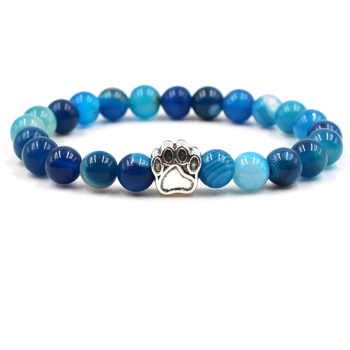 Bracelet de calme positif en agate indienne et agate verte avec patte de chien