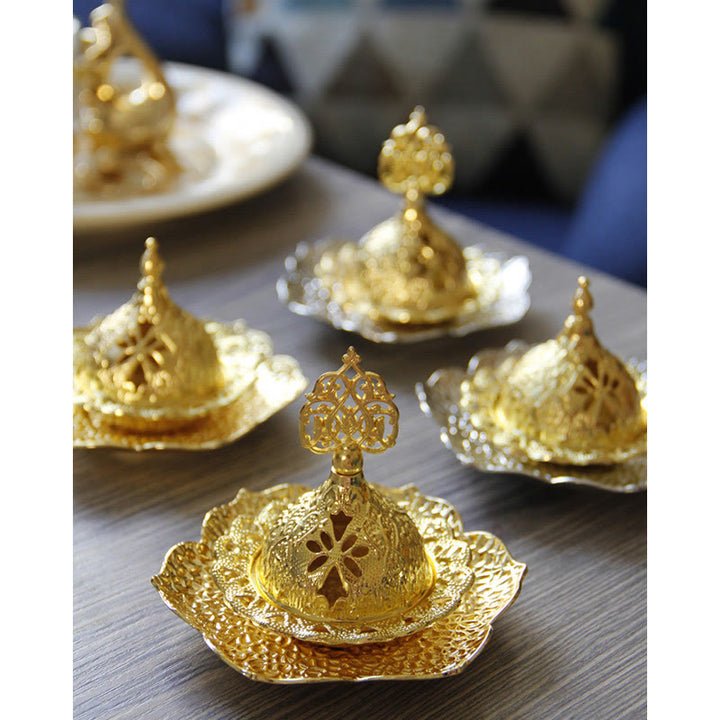 Brûleur d'encens spirituel en alliage de métal mini sous-verre en feuille d'or