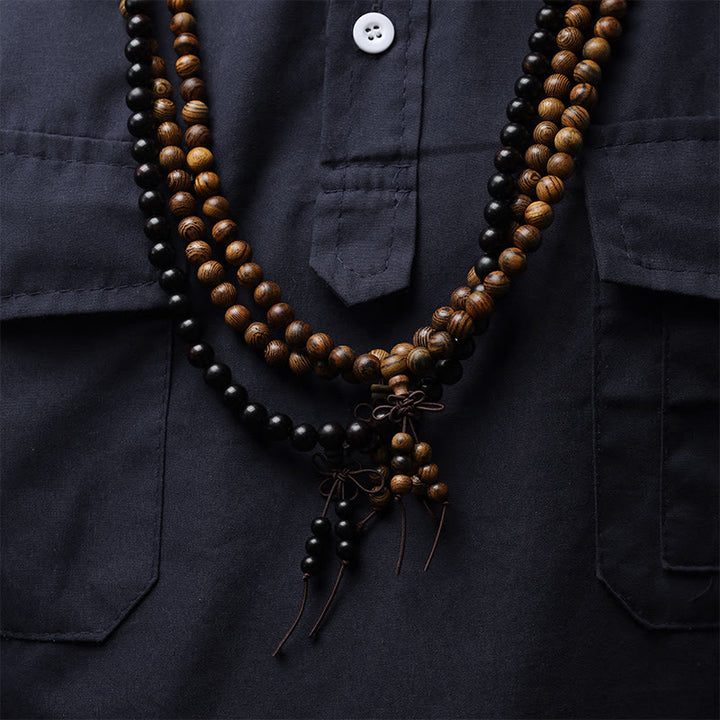 Bracelet Mala 108 Buddha Stones Prière Méditation Bois de Santal Élastique - image 4