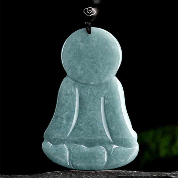 Collier pendentif en Buddha Stones Amitabha en jade naturel avec amulette de lotus et chaîne de compassion - image 6