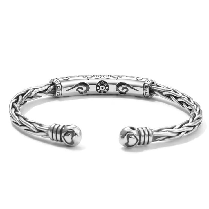 Bracelet manchette gravé Buddha Stones Tibet Om Mani Padme Hum