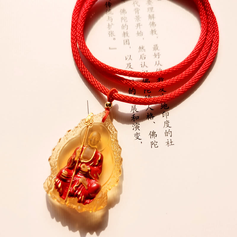 Collier pendentif amulette de compassion en cristal Buddha Stones Liuli Ksitigarbha - Ksitigarbha assis jaune - image 8