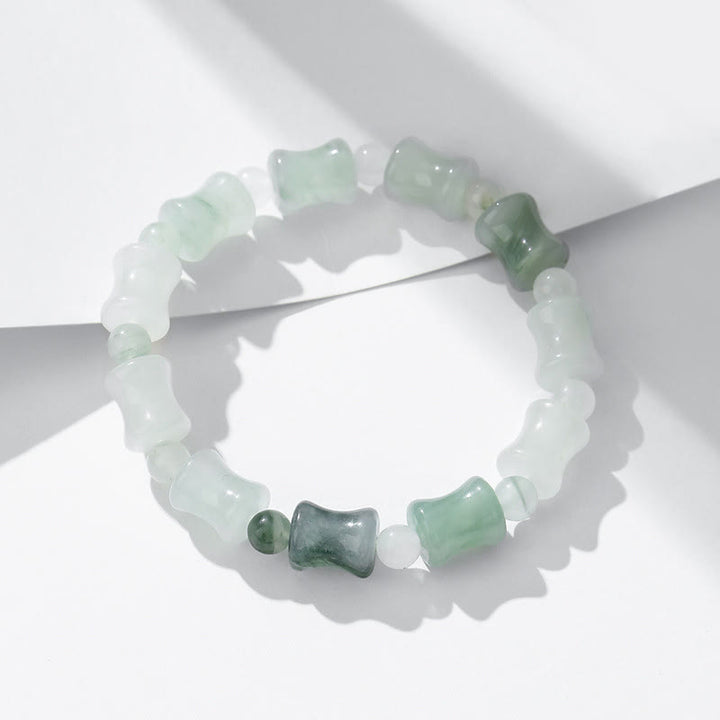 Bracelet porte-bonheur en jade et coquille de noix de coco Buddha Stones et motif bambou