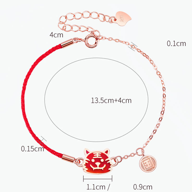 Bracelet chaîne en fil rouge Buddha Stones en argent sterling 925 changeant de couleur, signe du zodiaque chinois, protection de la chance