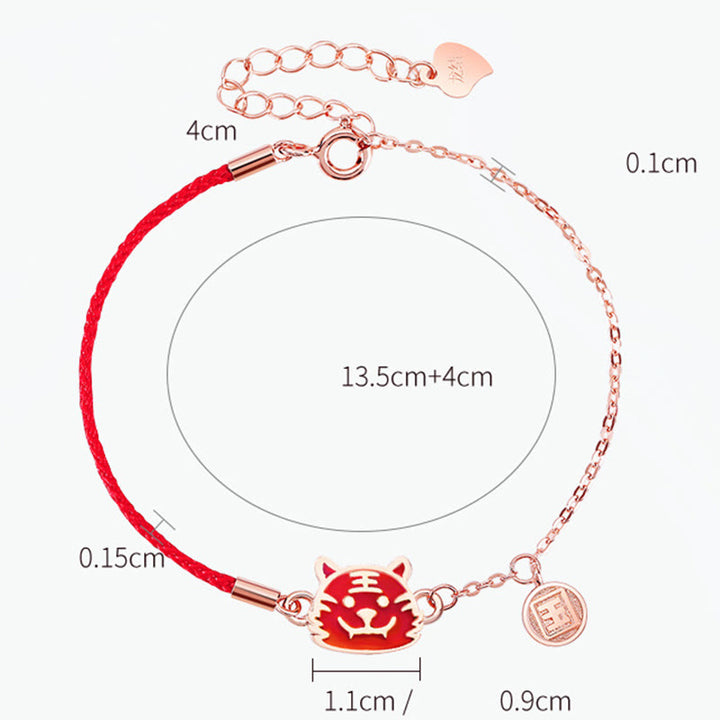 Bracelet chaîne en fil rouge Buddha Stones en argent sterling 925 changeant de couleur, signe du zodiaque chinois, protection de la chance