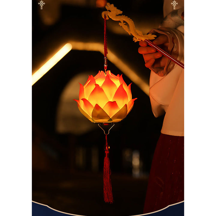 Lampe à pompon en forme de lanterne en forme de Buddha Stones et de fleur de lotus à faire soi-même