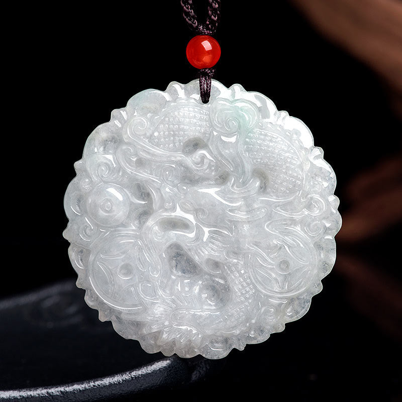 Collier pendentif dragon de protection en jade blanc et Buddha Stones - image 6