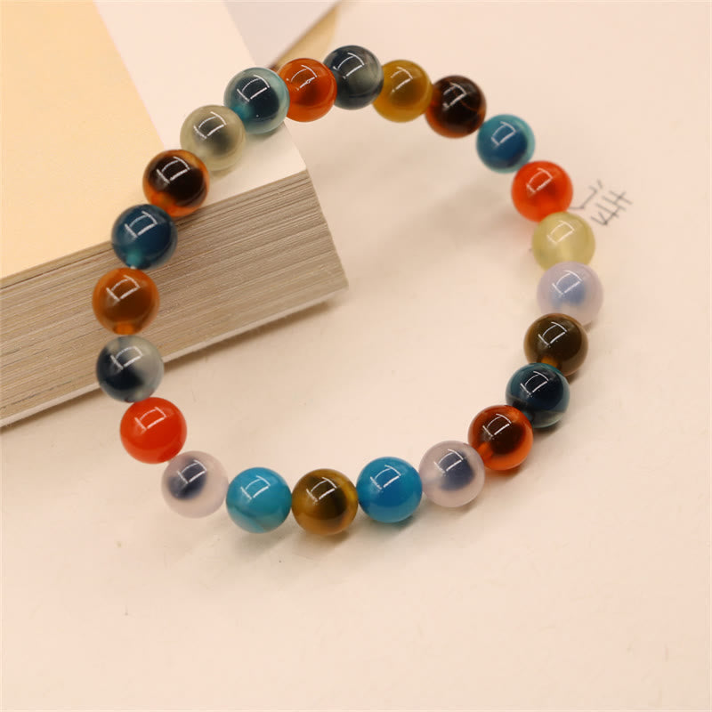 Bracelet de perles de guérison en agate bonbon colorée