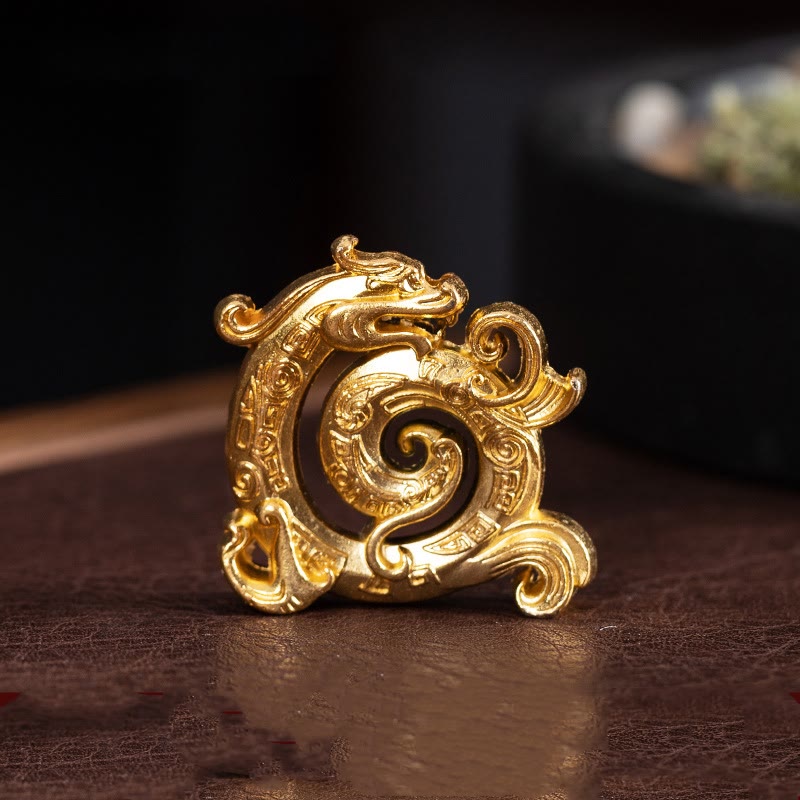 Brûleur d'encens en alliage de zinc à motif de dragon de bon augure en forme de mini Buddha Stones